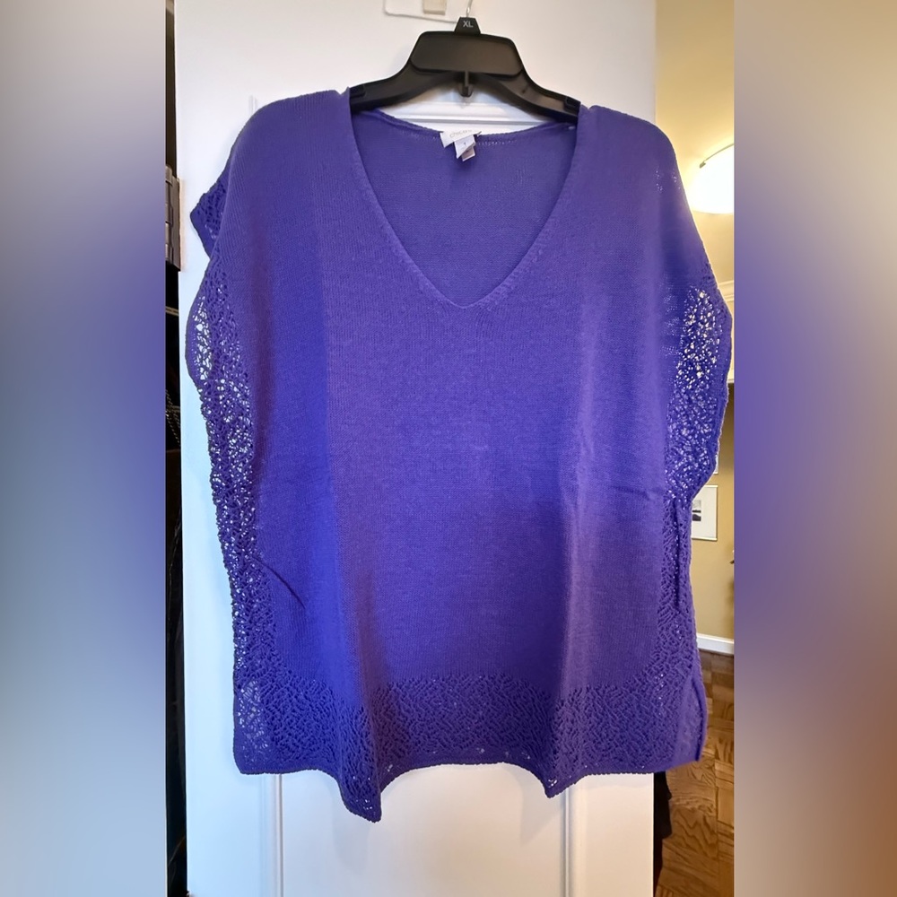 Purple V-Neck Knit Tunic Top